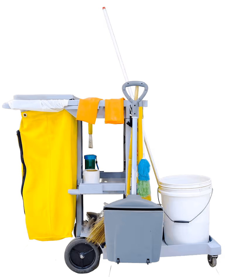 Commercial janitorial cleaning equipment trolley - EMERIH Cleaning Services Bergen County NJ